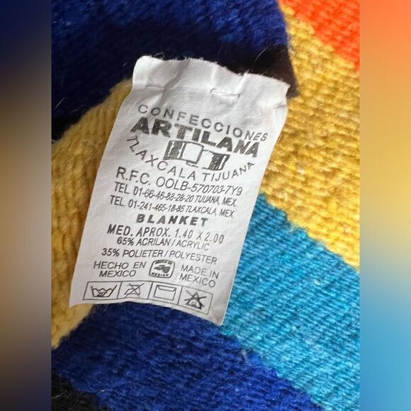 CONFECCIONES ARTILANA TLAXCALA TIJUNA WOVEN BLANKET MADE IN MEXICO VINTAGE~NICE! - Picture 5 of 5